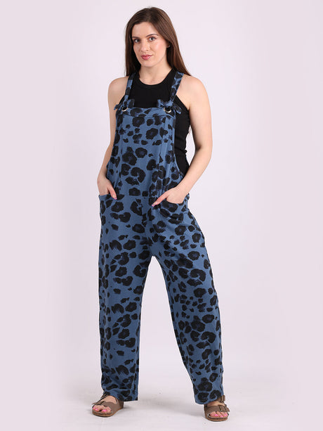 Leopard Print Ladies Cotton Dungaree