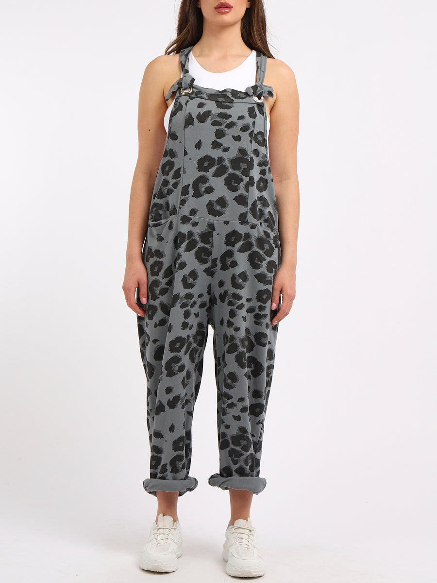 Leopard Print Ladies Cotton Dungaree