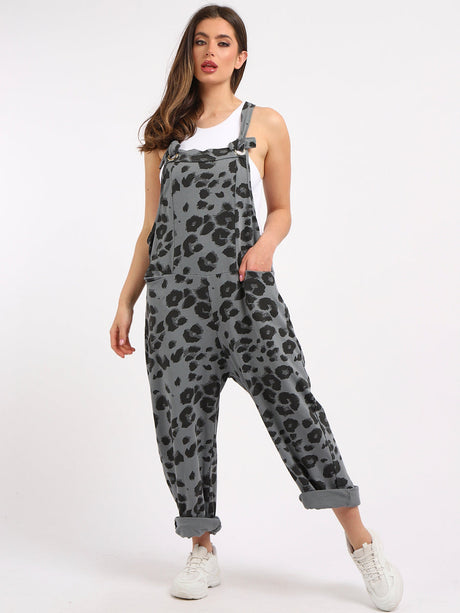 Leopard Print Ladies Cotton Dungaree