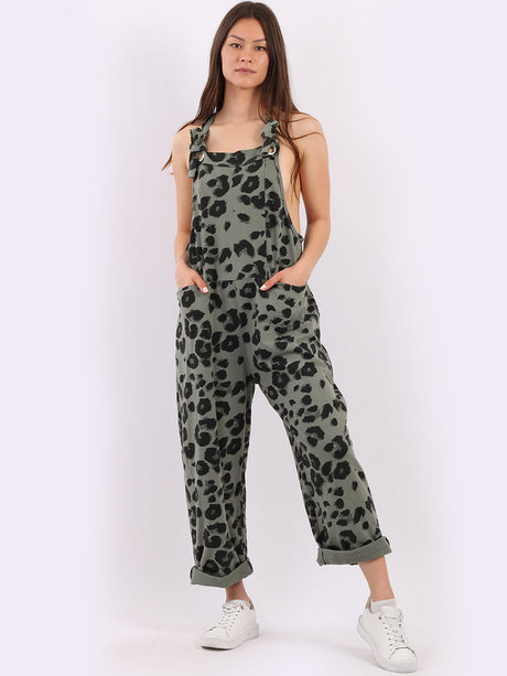 Leopard Print Ladies Cotton Dungaree