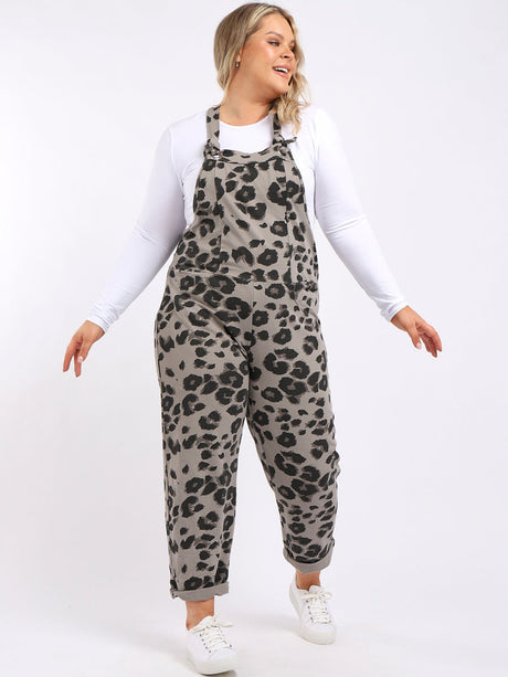 Leopard Print Ladies Cotton Dungaree