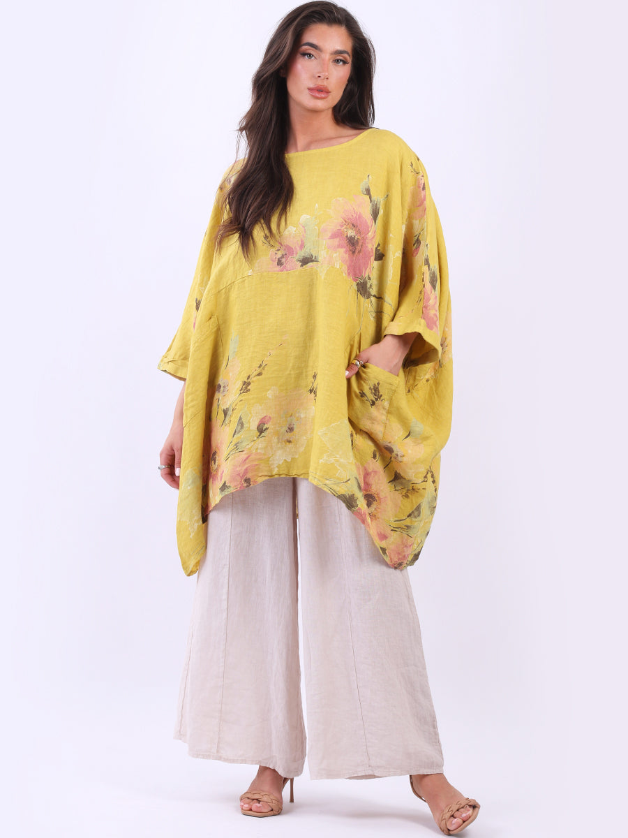 Linen Oversized Floral Top