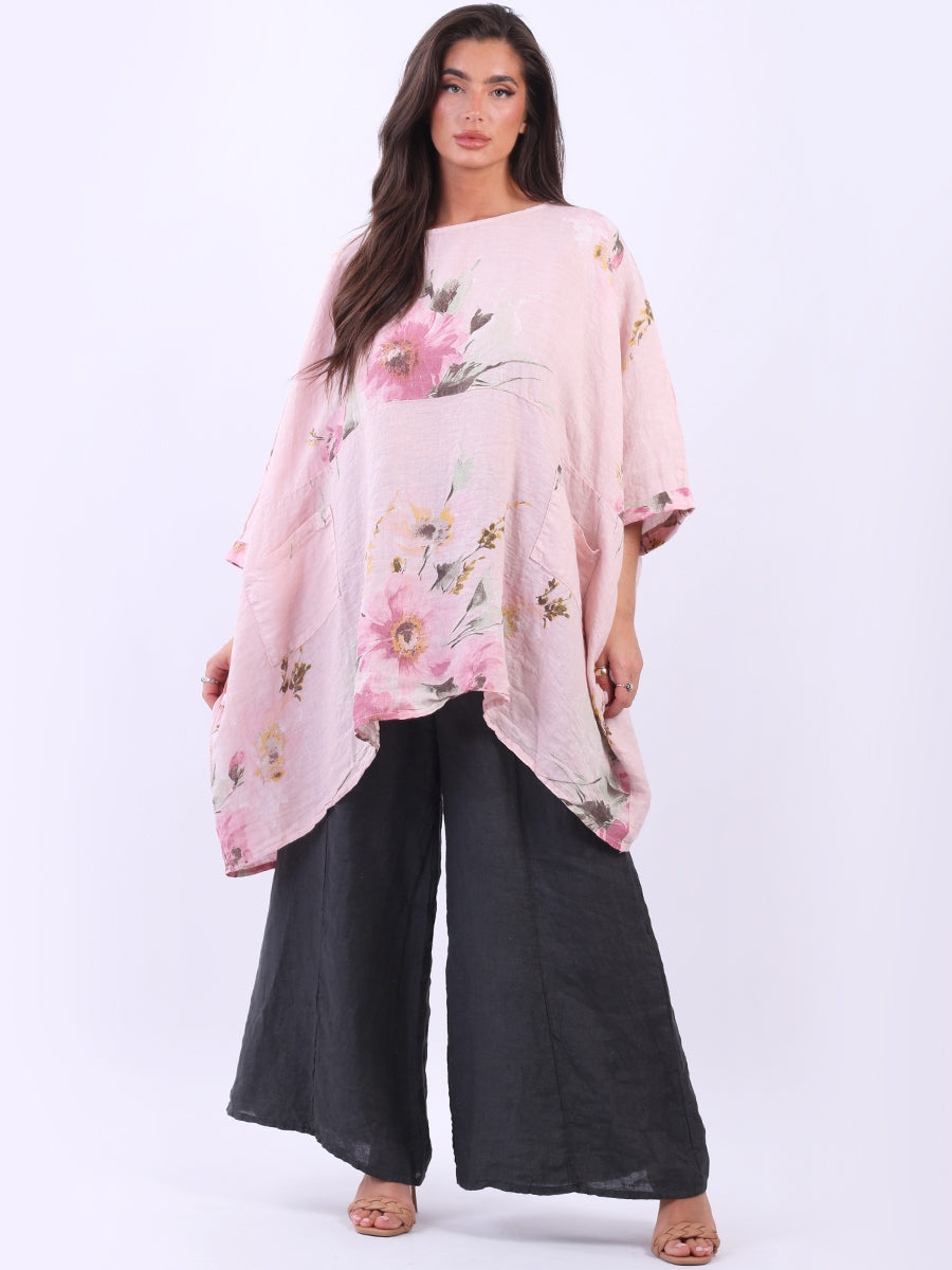 Linen Oversized Floral Top