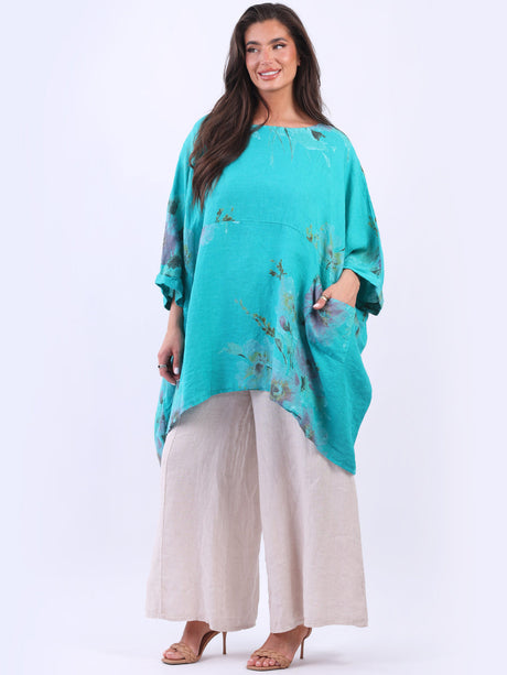 Linen Oversized Floral Top