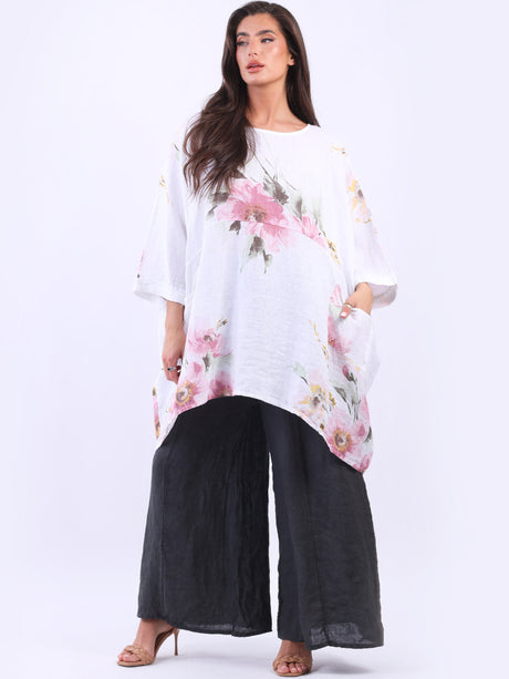 Linen Oversized Floral Top