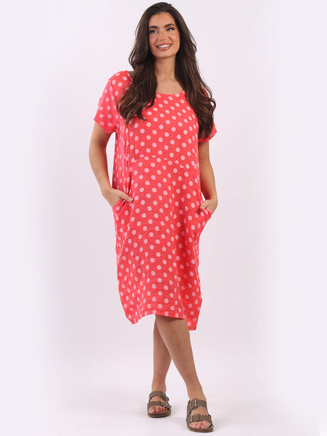 Linen Polka Dot Midi Dress