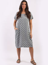 Linen Polka Dot Midi Dress