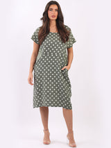 Linen Polka Dot Midi Dress