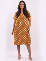 Linen Polka Dot Midi Dress