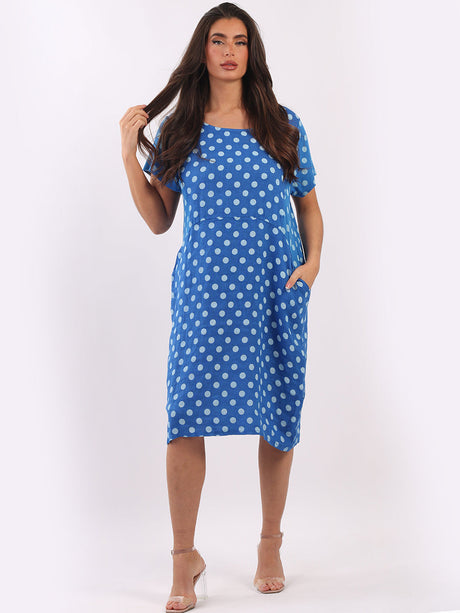 Linen Polka Dot Midi Dress