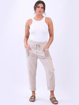 Mesh Net Pockets Linen Slouch Trouser