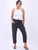  Mesh Net Pockets Linen Slouch Trouser