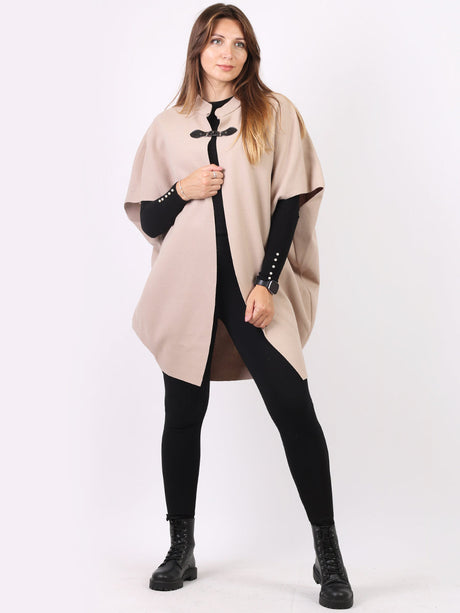 Front Buckle Lagenlook Sleeveless Cape