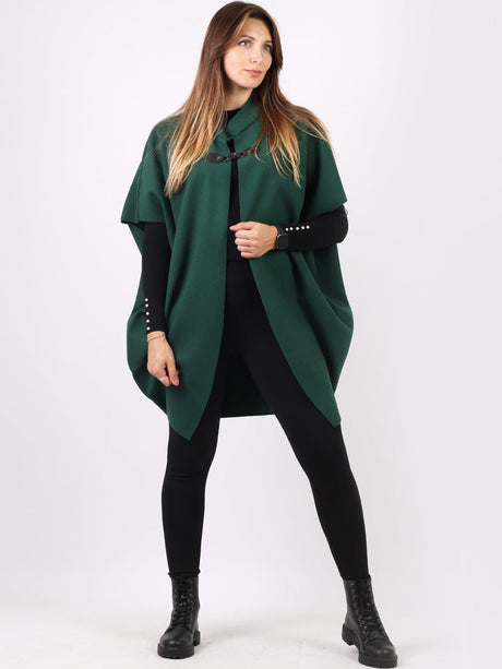 Front Buckle Lagenlook Sleeveless Cape