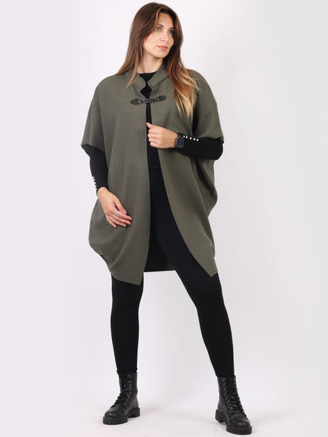 Front Buckle Lagenlook Sleeveless Cape