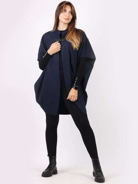 Front Buckle Lagenlook Sleeveless Cape