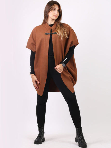 Front Buckle Lagenlook Sleeveless Cape