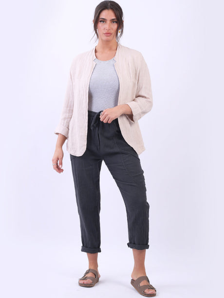 Open Front Linen Jacket