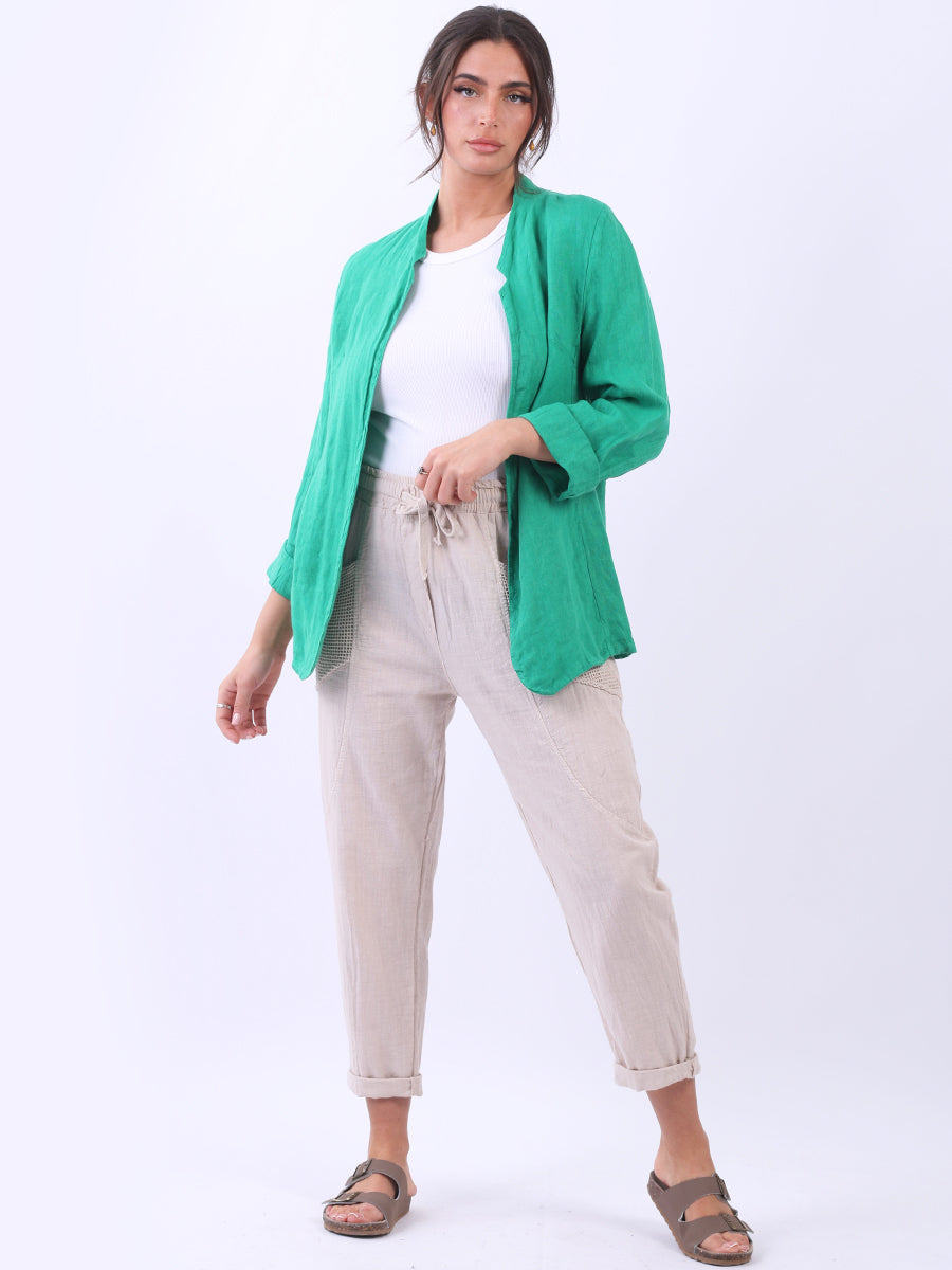 Open Front Linen Jacket