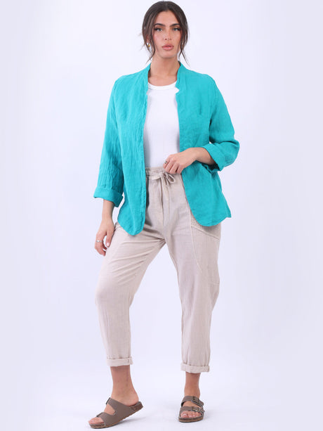 Open Front Linen Jacket