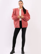 Collarless Woolen Cardigan