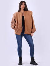 Collarless Woolen Cardigan