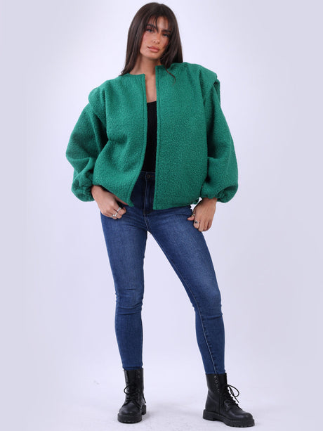 Collarless Woolen Cardigan