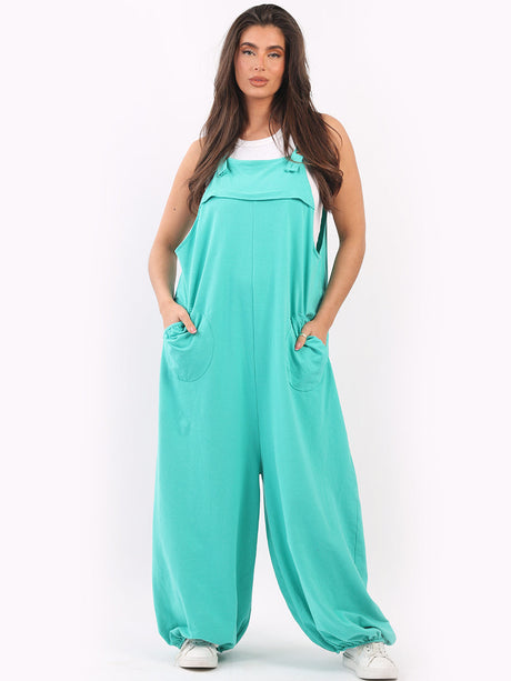 Ladies Plain Loose Fit Cotton Pabo Jumpsuit