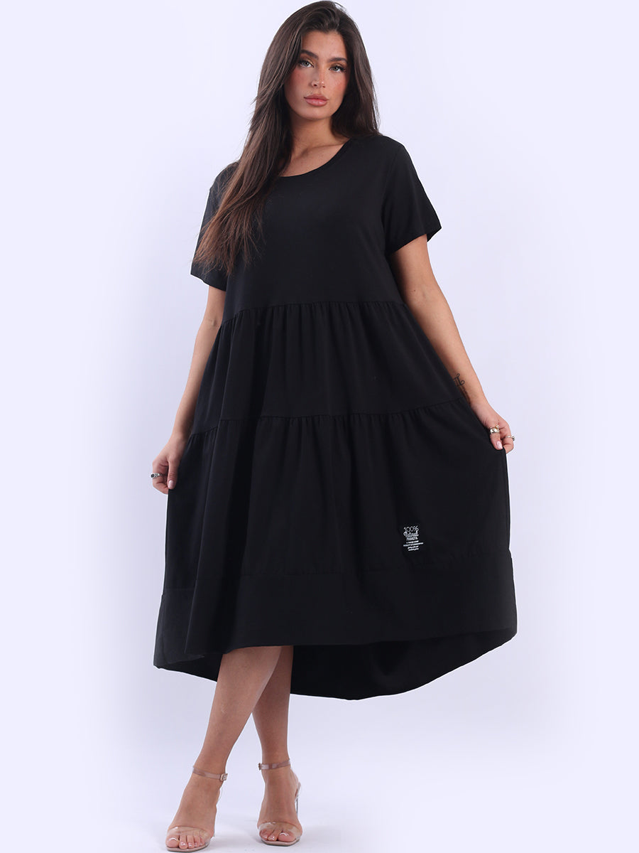 Oversized Tiered Dress Black