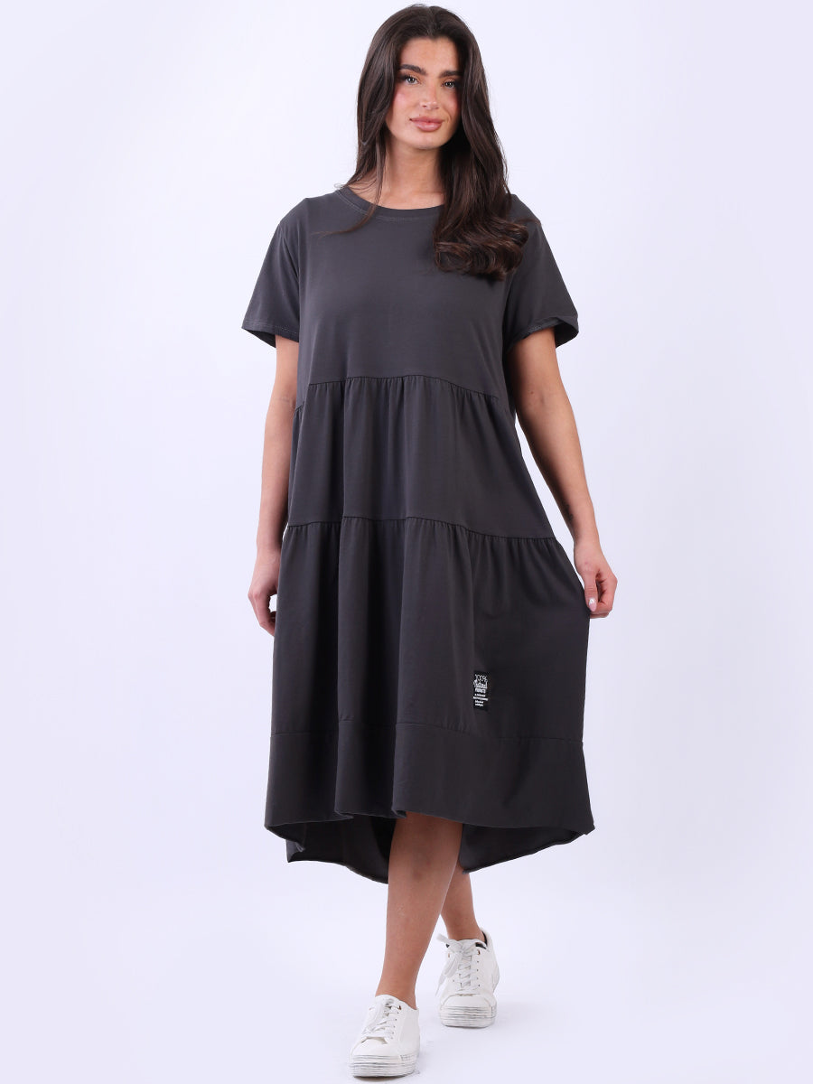 Oversized Tiered Dress Charcoal