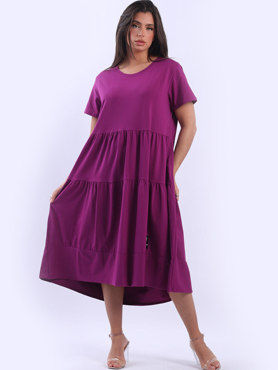 Oversized Tiered Dress Magenta