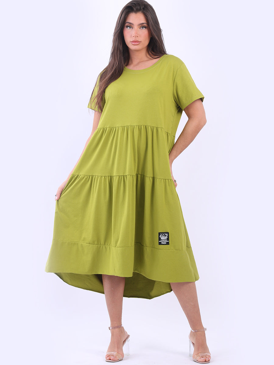 Plus Size Cotton Tiered Swing Dress