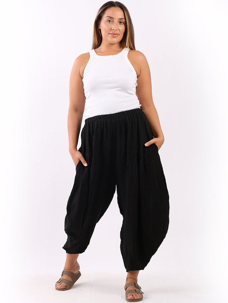 Plain Slouchy Ladies Linen Balloon Trouser