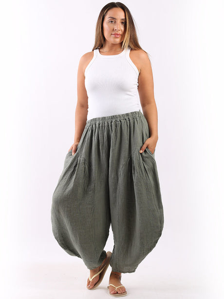 Plain Slouchy Ladies Linen Balloon Trouser