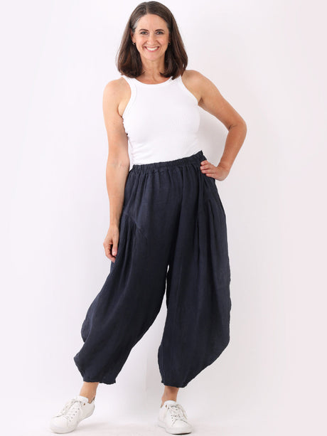 Plain Slouchy Ladies Linen Balloon Trouser