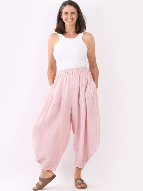 Plain Slouchy Ladies Linen Balloon Trouser