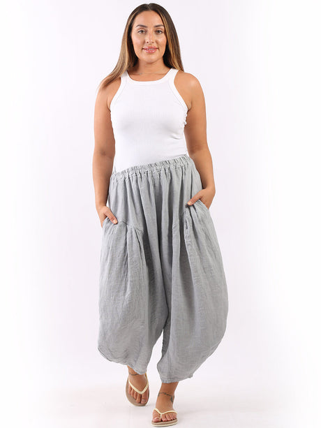 Plain Slouchy Ladies Linen Balloon Trouser