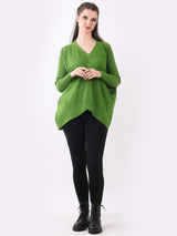 Italian Dipped Hem Plain Batwing Knitted Jumper