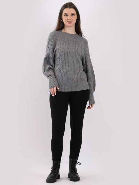 Plain Cable Knit Ribbed Lagenlook Crop Top