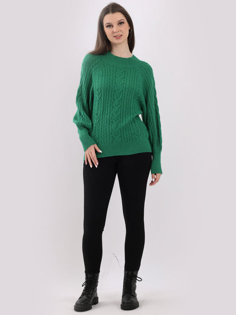 Plain Cable Knit Ribbed Lagenlook Crop Top