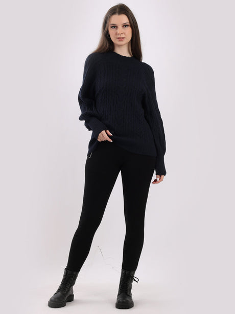 Plain Cable Knit Ribbed Lagenlook Crop Top