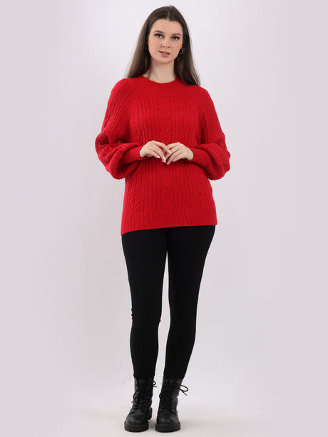 Plain Cable Knit Ribbed Lagenlook Crop Top