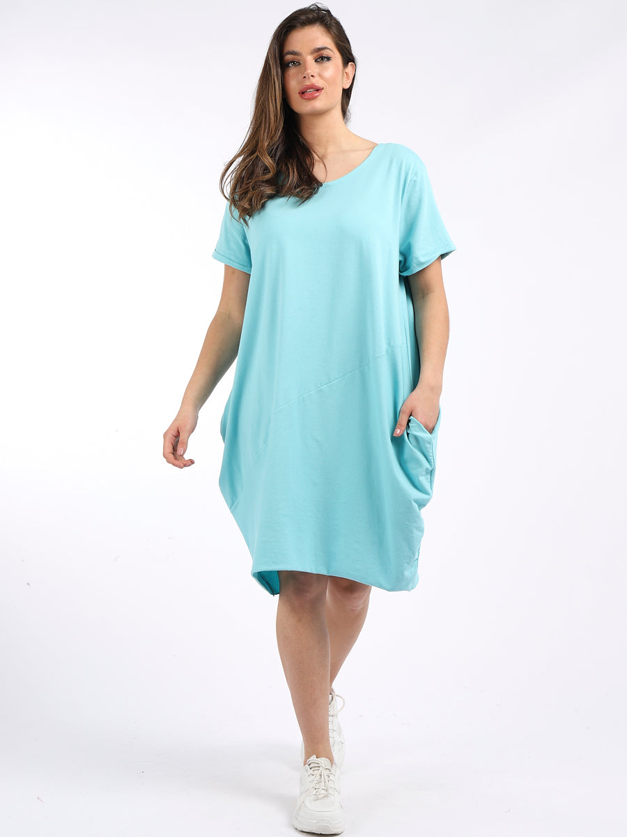 Ladies Plain Narrow Hem Cotton Cocoon Dress