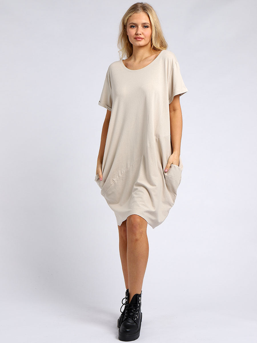 Ladies Plain Narrow Hem Cotton Cocoon Dress