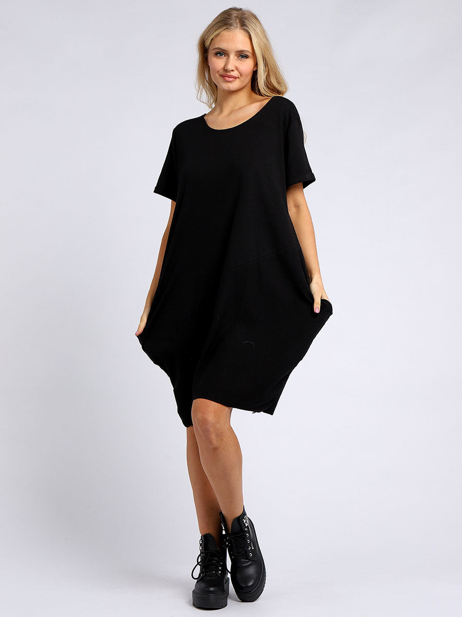 Ladies Plain Narrow Hem Cotton Cocoon Dress