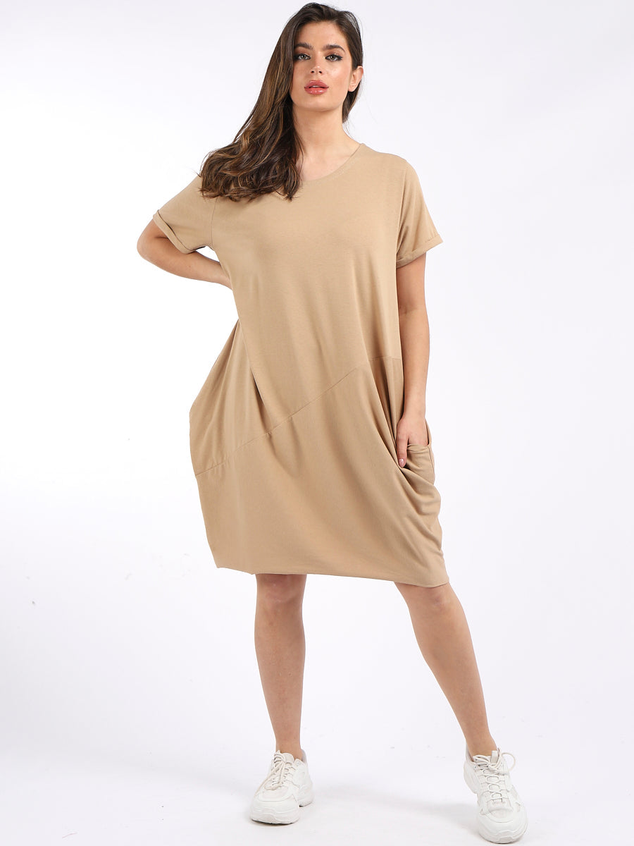 Ladies Plain Narrow Hem Cotton Cocoon Dress