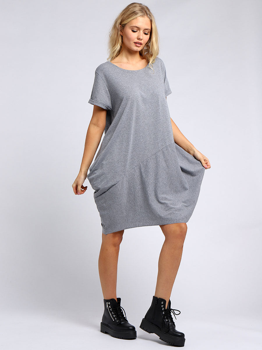 Ladies Plain Narrow Hem Cotton Cocoon Dress