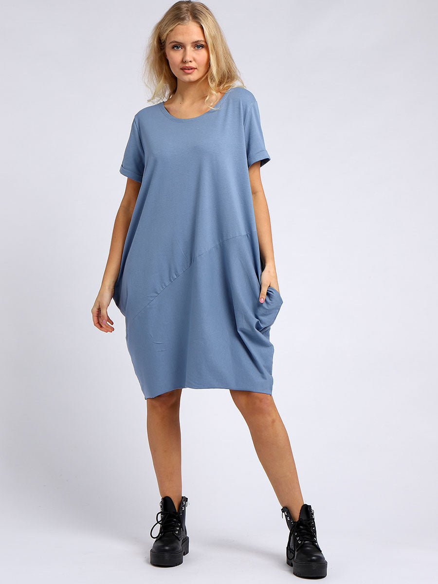 Ladies Plain Narrow Hem Cotton Cocoon Dress