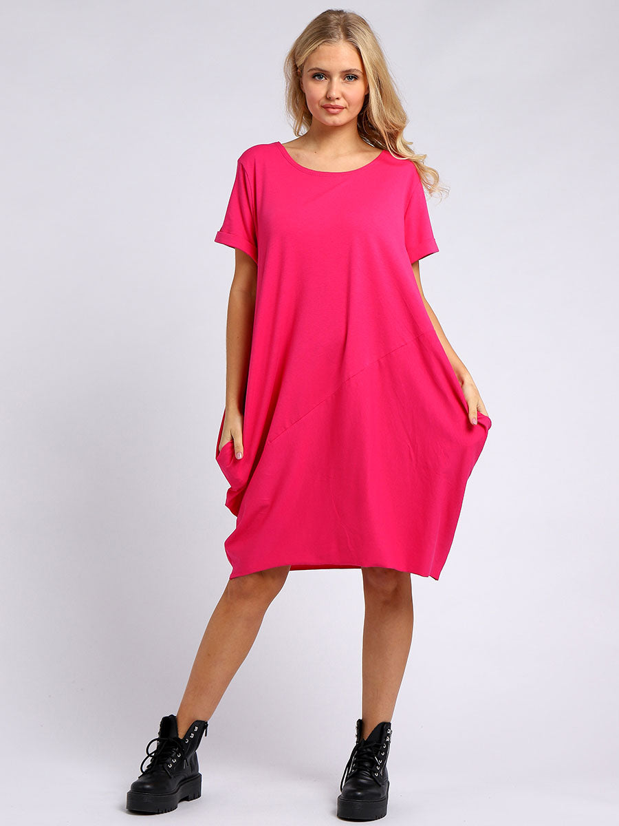 Ladies Plain Narrow Hem Cotton Cocoon Dress