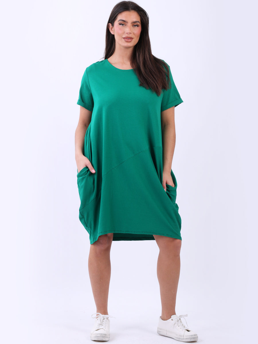 Ladies Plain Narrow Hem Cotton Cocoon Dress